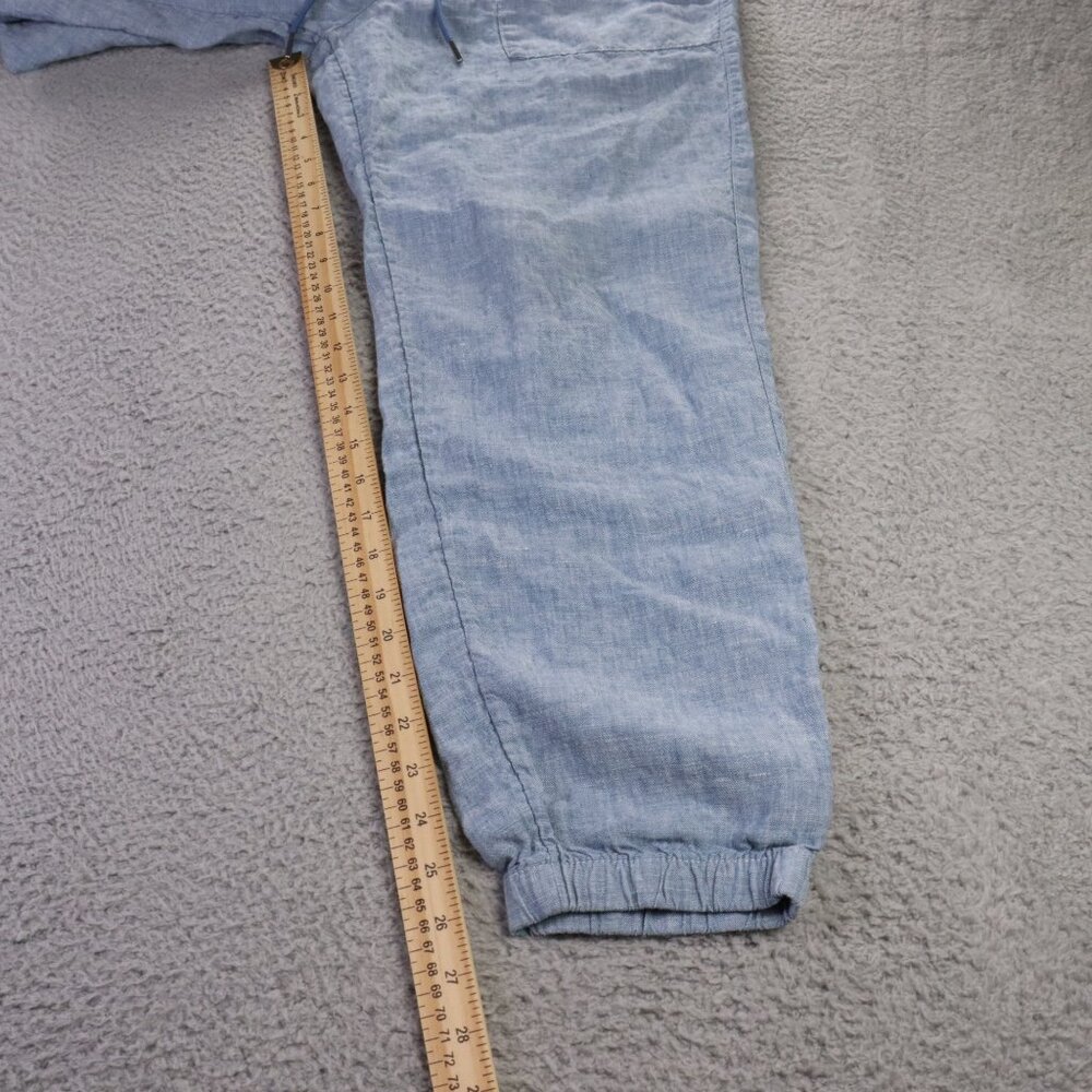 Athleta Retreat Linen Jogger Pants Womens 10 Blue Drawstring Pull On Athleisure - Picture 5 of 11